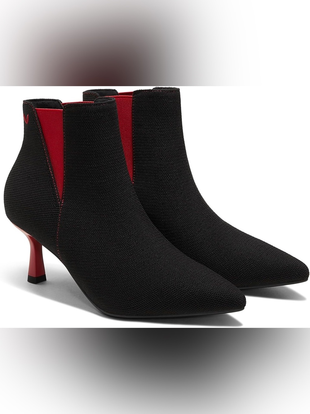 VIVAIA Alexandra Ankle Kitten Heel Waterproof Boots Black & Red Size 41.5 US 10